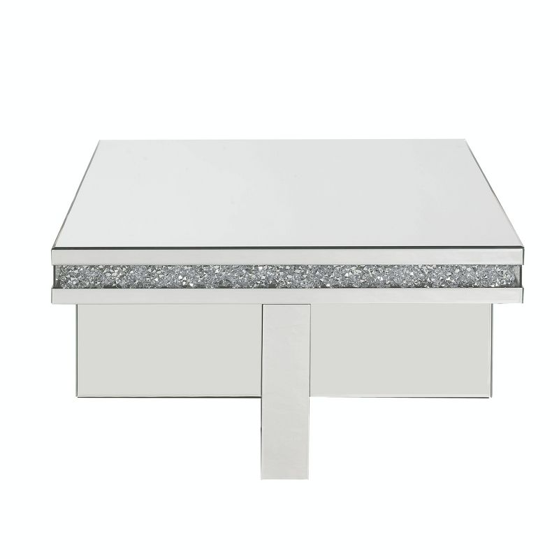 32&#34; Noralie Coffee Table Mirrored/Faux Diamonds White - Acme Furniture, 3 of 5