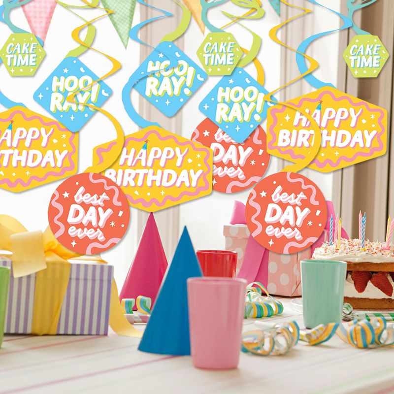 Big Dot of Happiness Party Time - Happy Birthday Party Hanging Decor - Party Decoration Swirls - Set of 40, 2 of 9