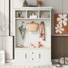 TIRAMISUBEST 3-in-1 Design Hall Tree with 3 Hooks , Modern Coat Hanger with Open Storage, Entryway Bench with 2 Drawers and Cabinets - 2 of 4