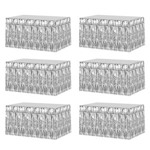 Unique Bargains Wedding Birthday Metallic Foil Fringe Table Skirts for Rectangle Tables - 1 of 4
