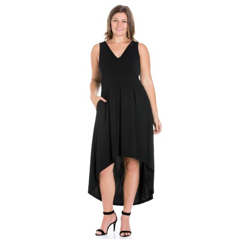 24seven Comfort Apparel High Low Plus Size Party Dress with Pockets - image 1 of 4