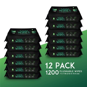 Pursonic 12 Pack of Flushable Man Wipes (1200 Mint Scented Wipes) - 1 of 4