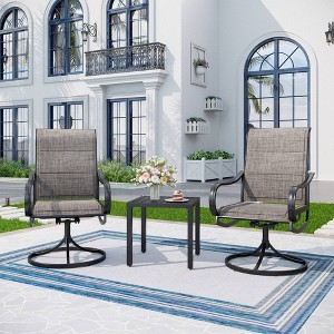 3pc Patio Dining Set with Small Square Table & 360 Swivel Padded Arm Chairs - Captiva Designs: Weather-Resistant Outdoor Furniture - 1 of 4