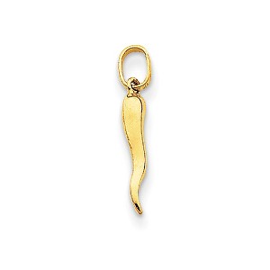 Black Bow Jewelry 14k Yellow Gold Hollow Italian Horn Charm or Pendant, 3 x 19mm - 1 of 4