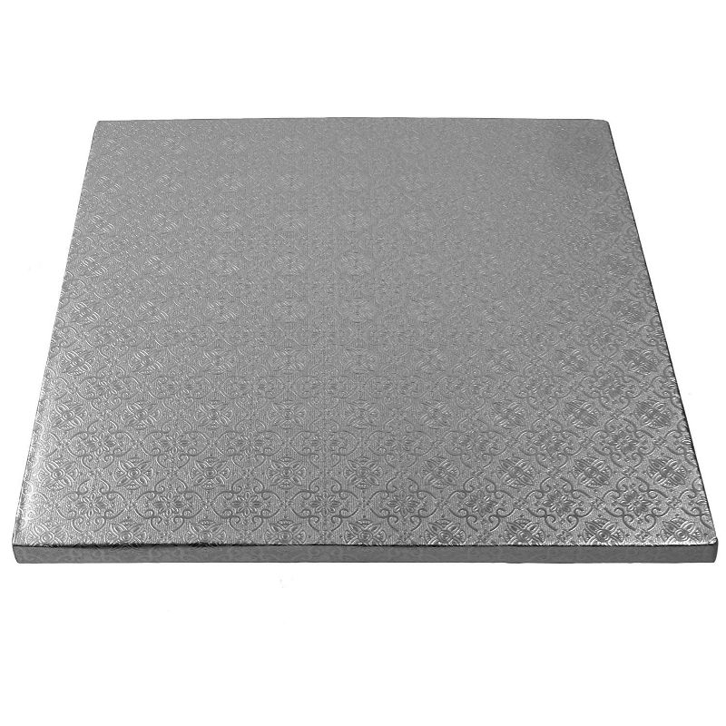 O'Creme Silver Square Cake Pastry Drum Board 1/2 Inch Thick, 16 Inch x 16 Inch - Pack of 5, 3 of 5