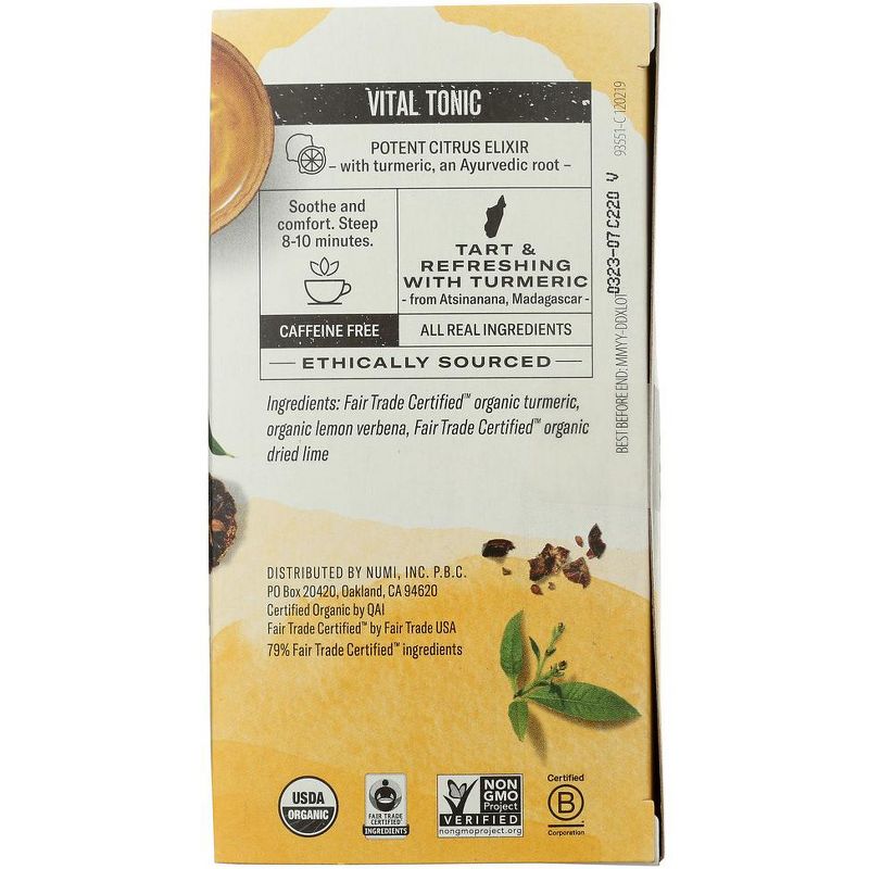 Numi Organic Turmeric Golden Tonic Tea - Case of 6/12 Bags, 4 of 7