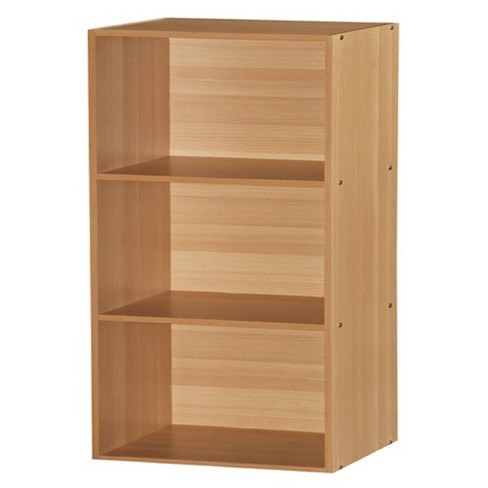 Hodedah HID23 High Quality 3 Shelf Home, Office, and School Organization Storage 35.67 Inch Tall Slim Bookcase Cabinets to Display Decor, Beech - image 1 of 2