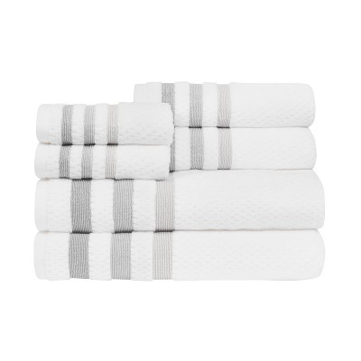 6pc Crinkle Bath Towel Set White/Gray - CARO HOME