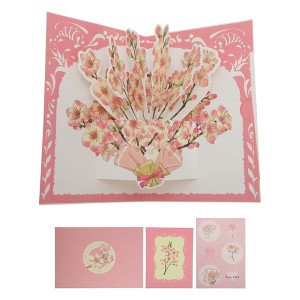 Unique Bargains Floral 3D Greeting Cards with Envelope and Message Note 1 Set - 1 of 4