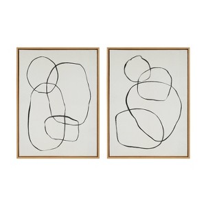 (Set of 2) Sylvie Going in Circles Framed Textured Canvas Set by Teju Reval - Kate & Laurel All Things Decor - 1 of 4