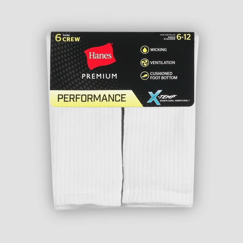 Men's Hanes Premium Performance Cushioned Crew Socks 6pk, 4 of 5