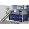 Donco Kids Louver Twin Antique Grey Low Loft Bed With Slide & Blue Tent - 4 of 4