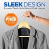 SereneLife 60-Pack Natural Wood Hangers – Heavy Duty Suit Hanger Set with 360° Swivel Hook - 3 of 4