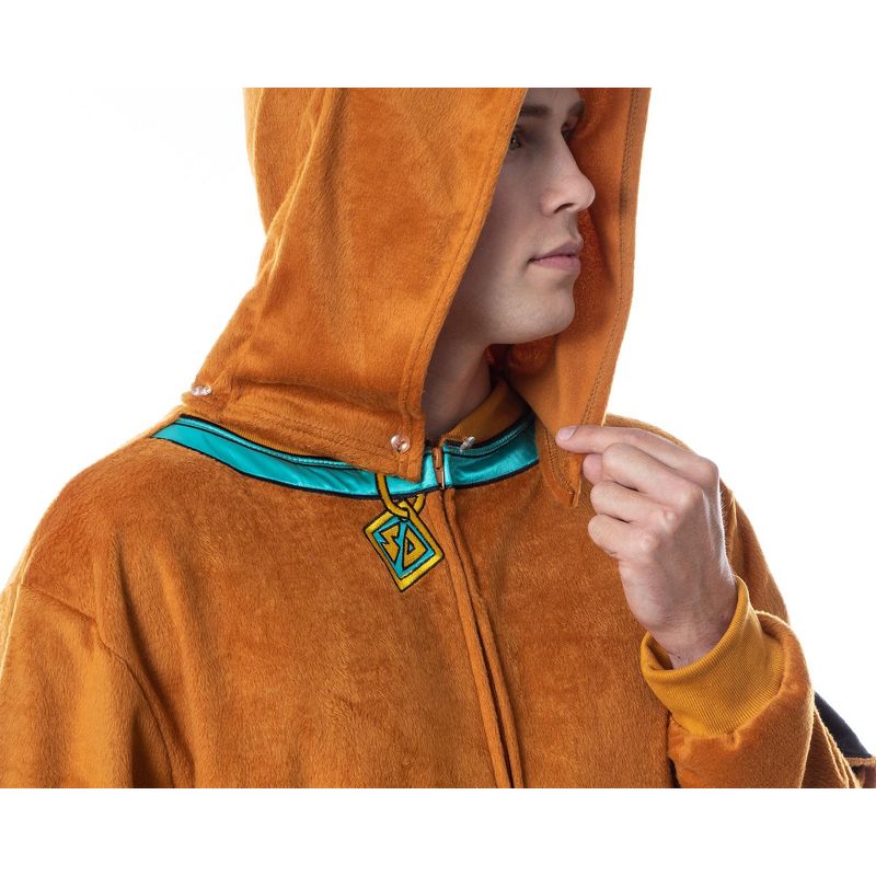 Scooby-Doo Mens' Hooded Union Suit Adult Costume Pajama Sleeper Brown, 3 of 7