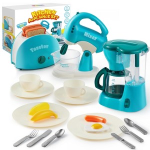 Joyfy Play Kitchen Toys Pretend Play Food Toy Set with Realistic Lights & Sounds Coffee Maker/Mixer/Toaster, Toddler Kids Birthday Gift Ages 2 3 4 5 - 1 of 4