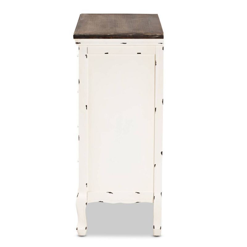 Levron Two-Tone Wood 5 Drawer Storage Cabinet Walnut Brown/White - Baxton Studio, 5 of 14