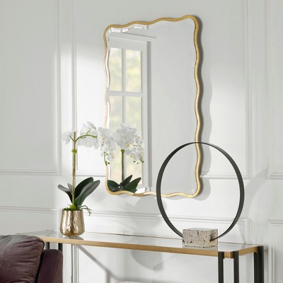 Aneta Transitional Scalloped Edge Wood Mirror in Aged Gold