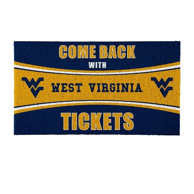 Evergreen Come Back with Tickets West Virginia University 28" x 16" Woven PVC Indoor Outdoor Doormat