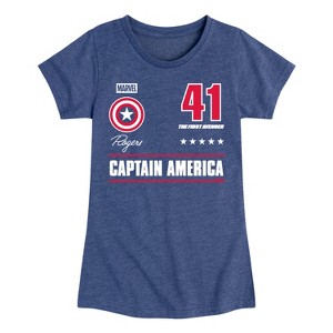Girls' - Marvel - Captain America Portrait Jersey Fitted Short Sleeve Graphic T-Shirt - 1 of 4