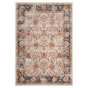 Cream/Navy Floral Loomed Accent Rug 3