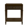 VYNXARIA Wood veneer nightstand offers one drawer and a lower shelf for storage,Dark brown - 3 of 4