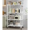 SUGIFT 4-Tier Foldable Storage Shelf, Heavy Duty Metal Shelf, Kitchen Shelf with 3 Hooks, White - image 3 of 4