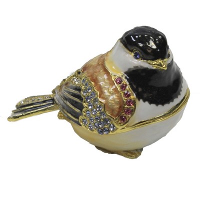 Hinged Trinket Box 1.5" Chickadee Bird Flight Crystals  -  Decorative Figurines