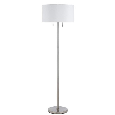 Cal Lighting 60W X 2 Calais Metal Floor Lamp - Brushed Steel