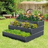Costway 1/2 PCS 3-Tier Raised Garden Bed,47" x 47" x 24" Metal Outdoor Elevated Planter Box Black/Green - 2 of 4
