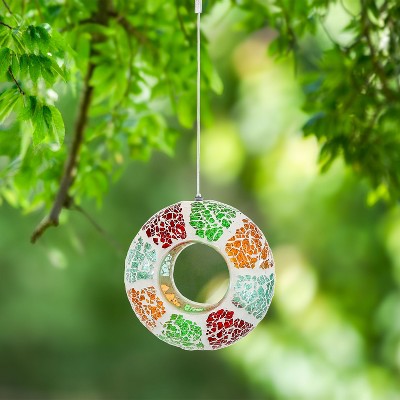 6.5" Summer Mosaic Glass Hanging Bird Feeder
