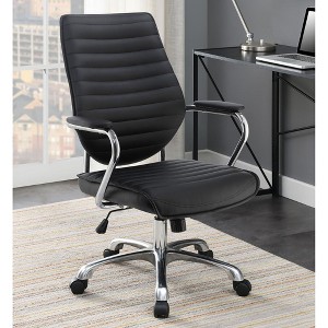 Vynxaria Black and Chrome Height Adjustable Swivel Office Chair - 1 of 4