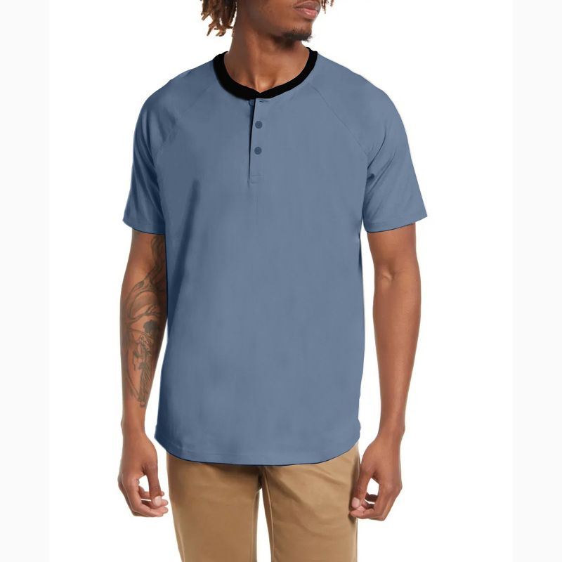 Men's Short Sleeve Henley T-Shirt with Contrast-Trim, 4 of 6