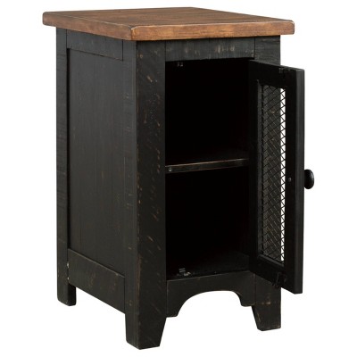 Valebeck Chair Side End Table Black/Brown - Signature Design by Ashley: Rustic Farmhouse Storage Accent Table