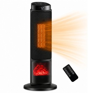 Costway 24" 1500W PTC Ceramic Tower Space Heater with 7-Color Flame ...