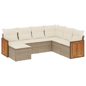 vidaXL Garden Sofa Set Beige, Cream White - 1 of 4