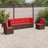 vidaXL 6 Piece Patio Sofa Set with Cushions Brown Poly Rattan - 2 of 4
