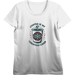 Coffee Is My Christmas Cheer Women's Crew Neck Short Sleeve Crop Tee - 1 of 3