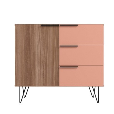 Mid-Century Mirrored Black Horizontal Combo Dresser