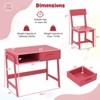 Costway Kids Desk and Chair Set with Storage Drawer and Hutch, Student Writing Desk Set Brown/Pink/White/Black - 3 of 4