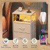 GALAXHERO LED Nightstand with Charging Station Night Stand with 3 Fabric Drawers and Storage Shelf Small Dresser for Small Space 31.9" H Bedside Table - 3 of 4