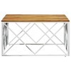 vidaXL Coffee Table Silver Stainless Steel and Solid Wood Acacia - 3 of 4