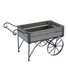 YUHAO Rustic Black Metal Trolley Cart Plant Stand ,Planter for Indoor Outdoor Home Garden Decor - 24.4"x 12.6" x 15.4" - 4 of 4