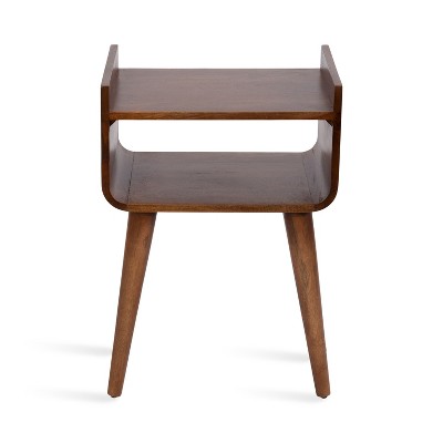 Walnut Brown Solid Mango Wood Mid-Century Side Table