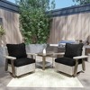 YARDSIGHT 3-Piece Rattan Outdoor Furniture, PE Wicker Swivel Patio Chair Set with Cushions and Coffee Table - 2 of 4