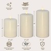 LumiPur 3pk Essentials Natural Glow Flameless Flickering Wax Pillar LED Candles Linen White - 3 of 4