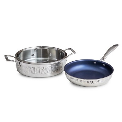 Blue Jean Chef 6-piece Stainless Steel Cookware Set, Hammered Finish,  Tri-ply Construction Clad Cookware, Nonstick; Induction, Oven & Dishwasher  Safe : Target
