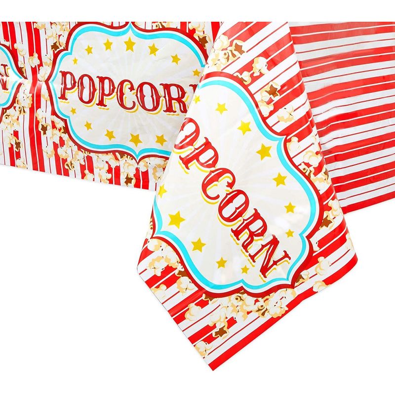 Blue Panda 3 Pack Popcorn Tablecloths for Movie Night, Carnival Party Supplies (54 x 108 in), 5 of 7