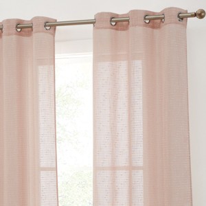 HLC.ME Emily Faux Linen Semi Sheer Light Filtering Grommet Lightweight Window Curtains Drapery Panels, Set of 2 - 1 of 4