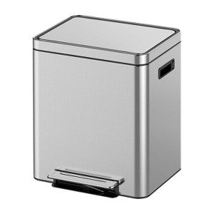 Stainless Steel Kitchen Trash Can, Dual Trash and Recycling Bins for Kitchen, Foot Pedal Trash and Recycle Bin Combo, Garbage Can - 1 of 4