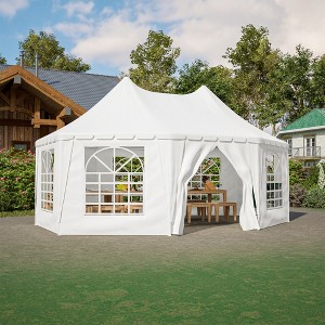 Gulches 20'x15' Heavy Duty Party Tent with 1 Door and 7 Windows, Waterproof & UV Protection for Events, Picnics, and Weddings, White - 1 of 4